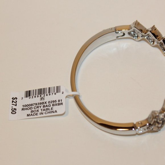 Stunning baguette Crystal Cluster bangle bracelet Silver-Tone NWT in Gift Box - Picture 9 of 9